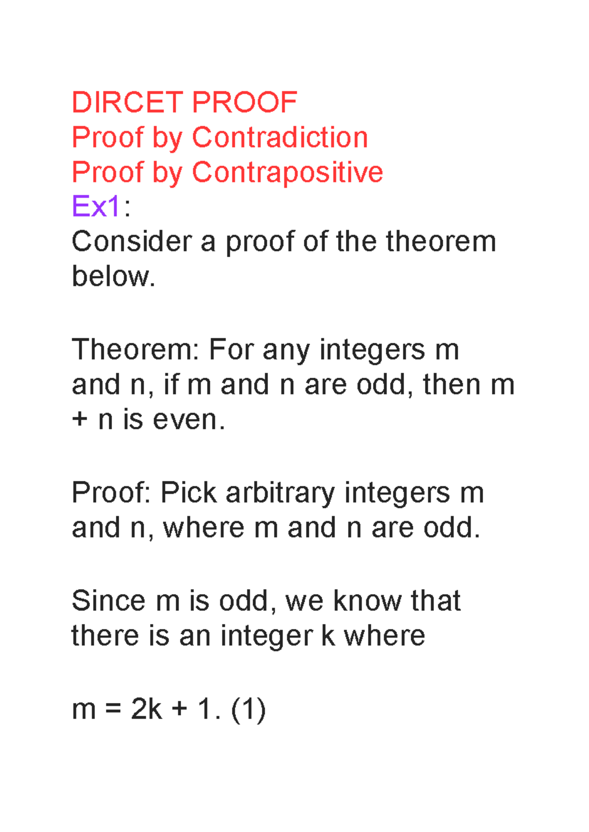 Notes 231128 192029 - aaaa - DIRCET PROOF Proof by Contradiction Proof ...