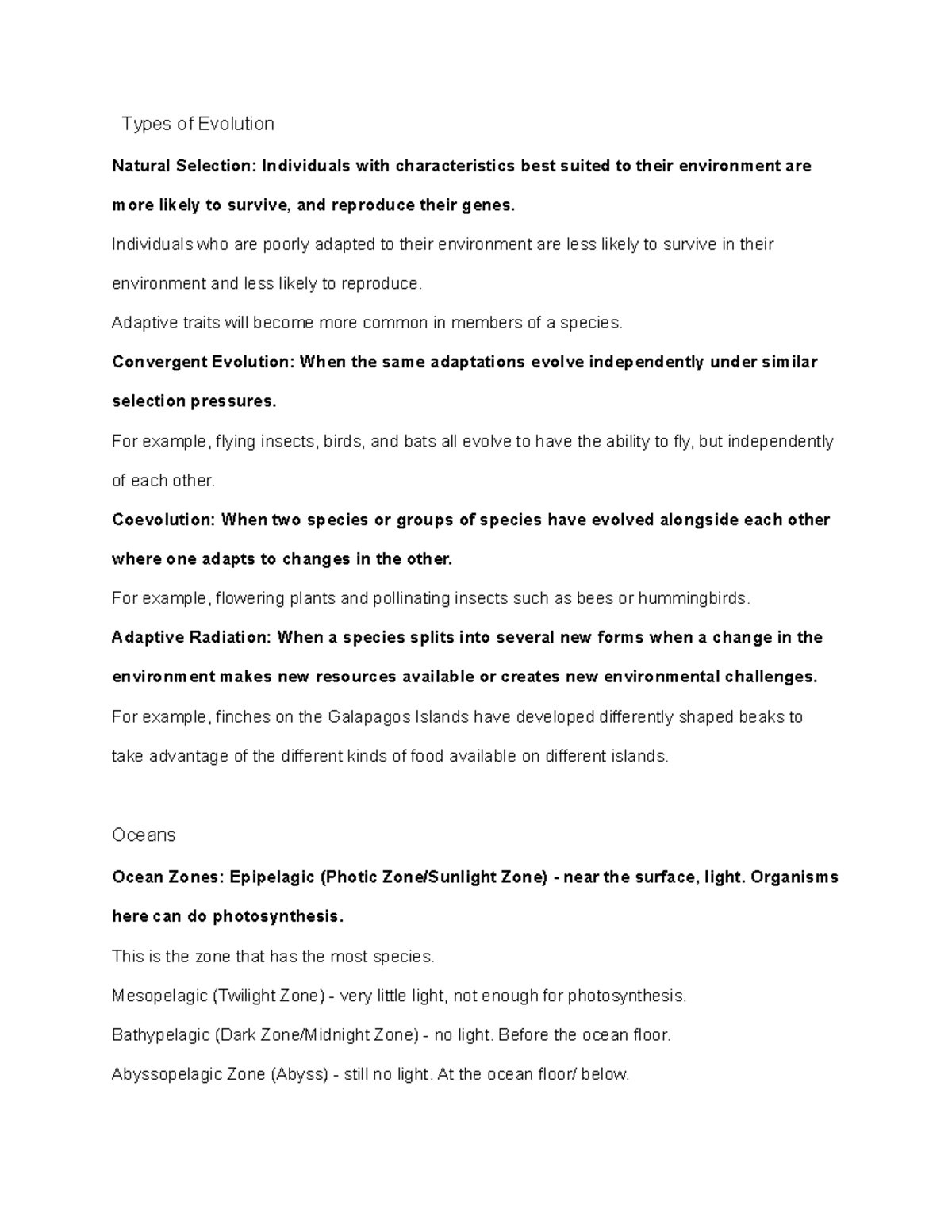 Zoology Notes - Types of Evolution Natural Selection: Individuals with ...
