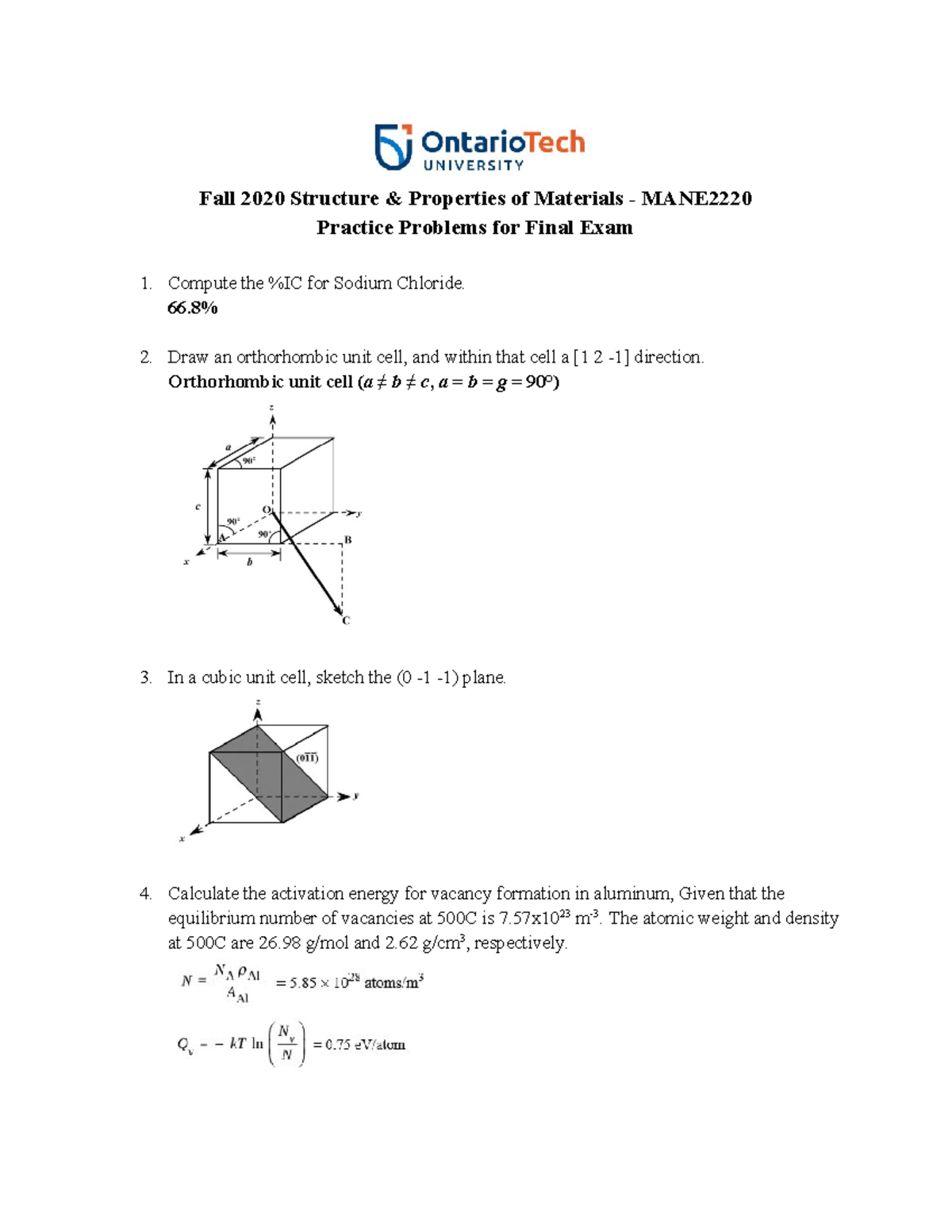Practice Problems Solutions for Final Exam - MANE 2020 - Studocu