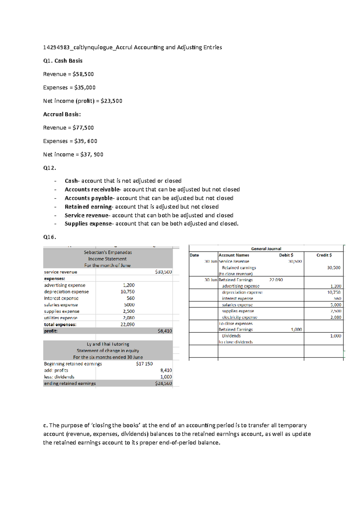 Accrual accounting - These are the answers to the tutorial homework ...