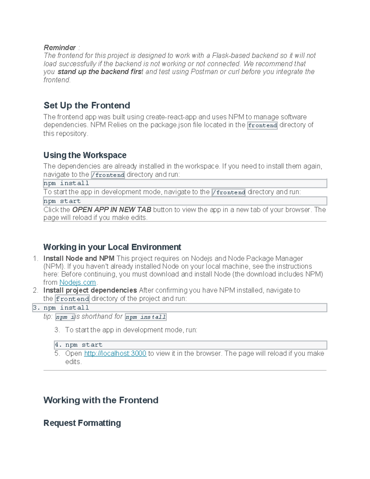 Frontend Setup Instructions for Project: NPM & Node.js Integration ...