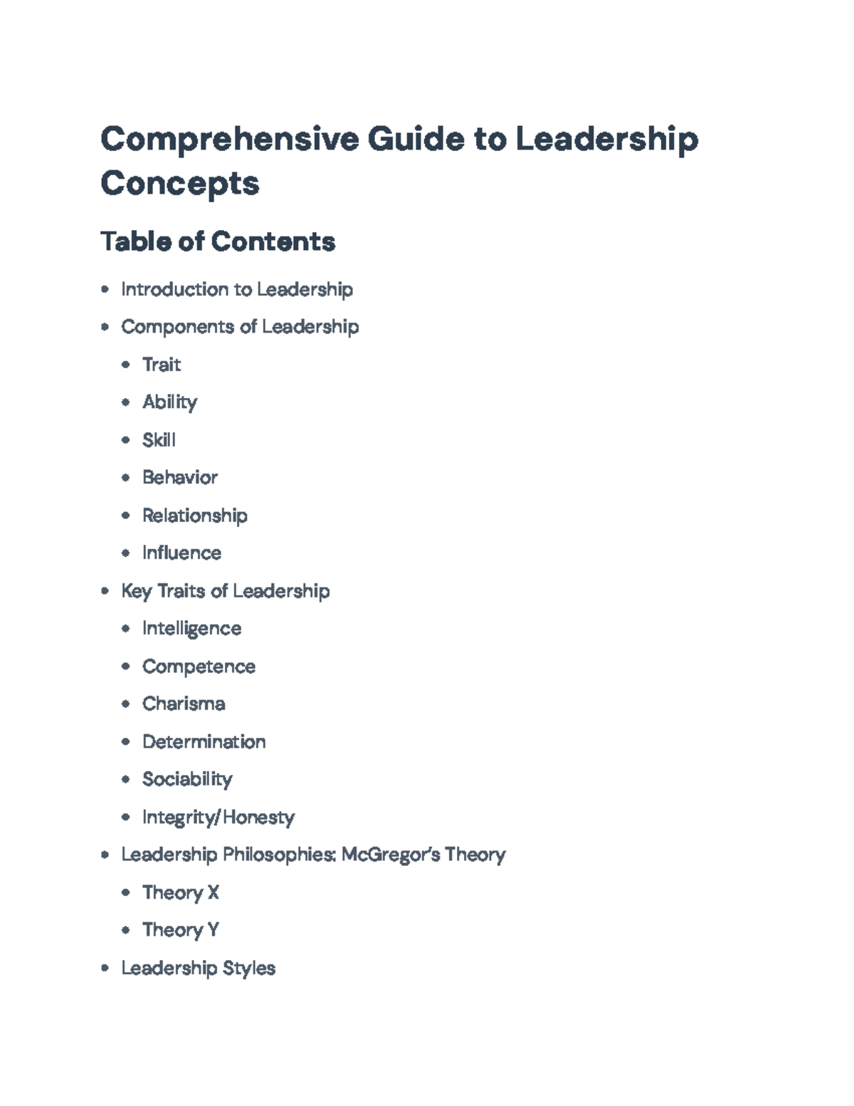 Comprehensive Guide to Leadership Concepts - Course Code Included ...