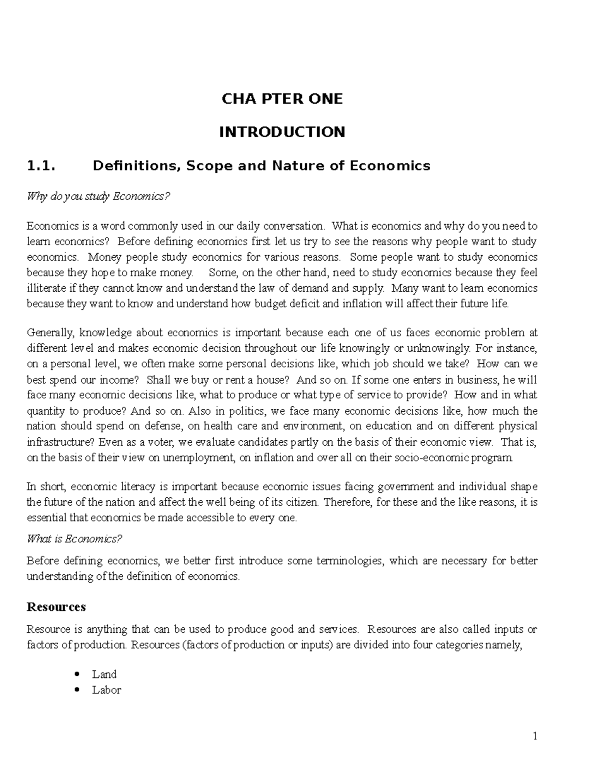 Chapter 1-3: Intro to Economics - Reference Material for Course Econ101 ...
