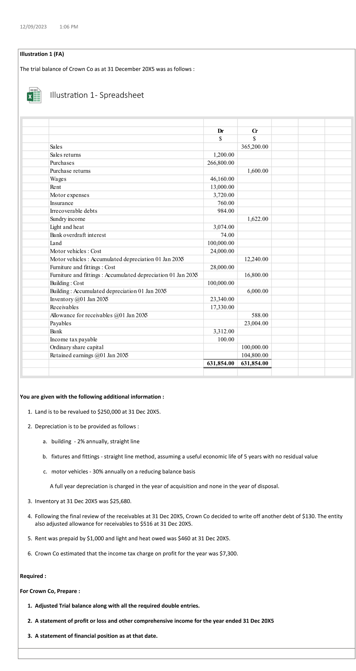 Crown Co Adjusted Trial Balance & Financial Statements (FA) - Studocu