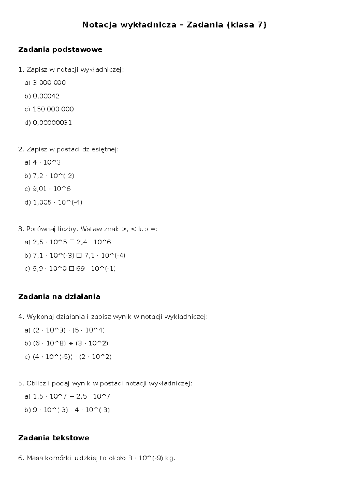 Zapisz Podane Wielkości W Notacji Wykładniczej www.studocu.com