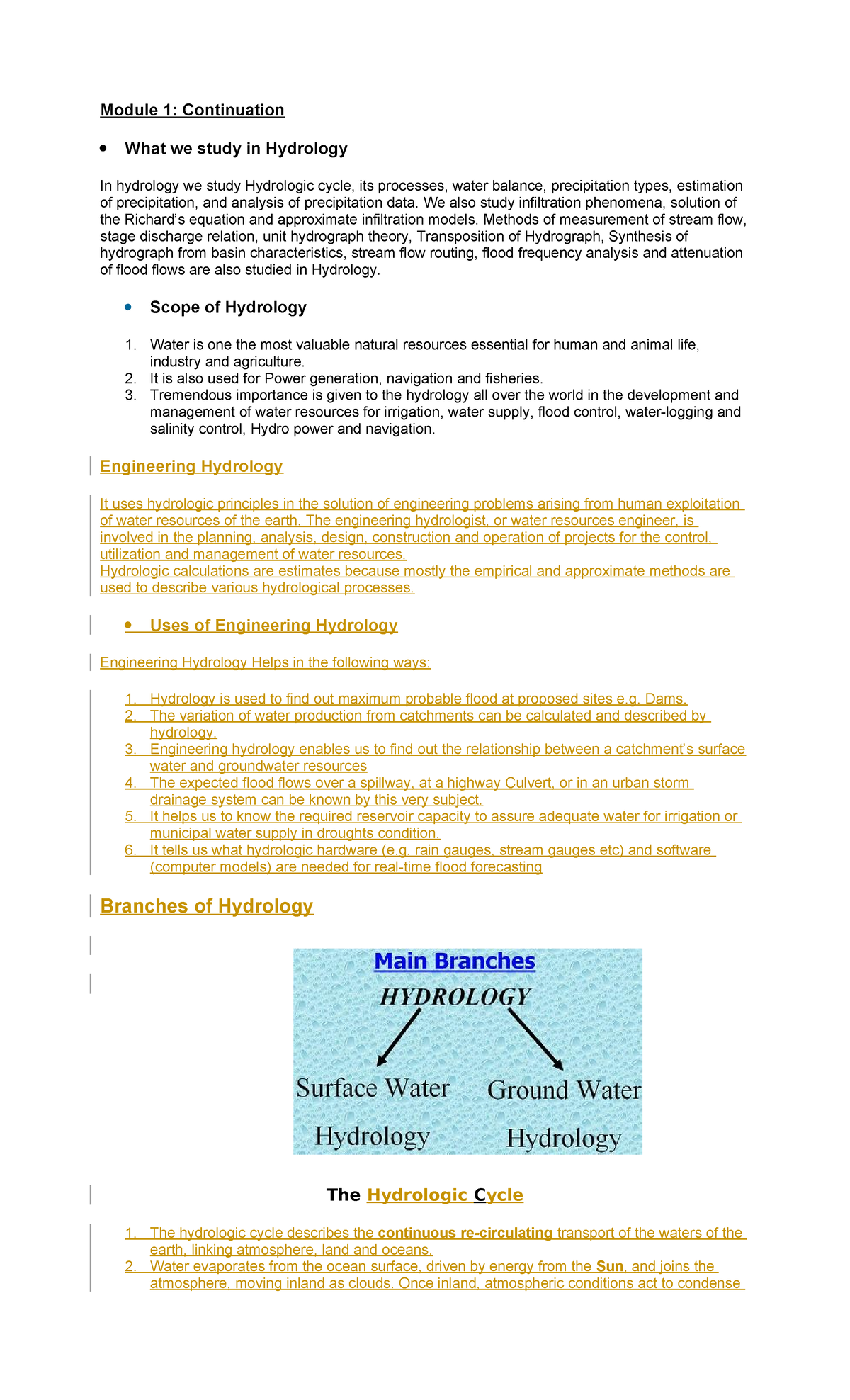 Module 1: Hydrology Overview and Key Concepts - Studocu