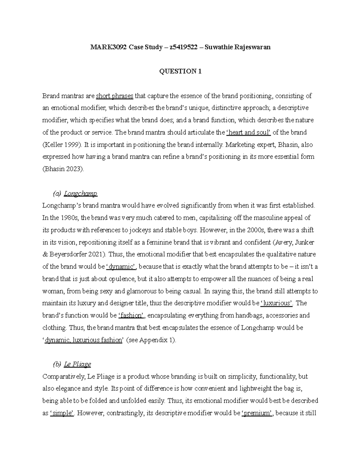 MARK3092 Case Study: Brand Mantras and Equity Analysis - Document Preview