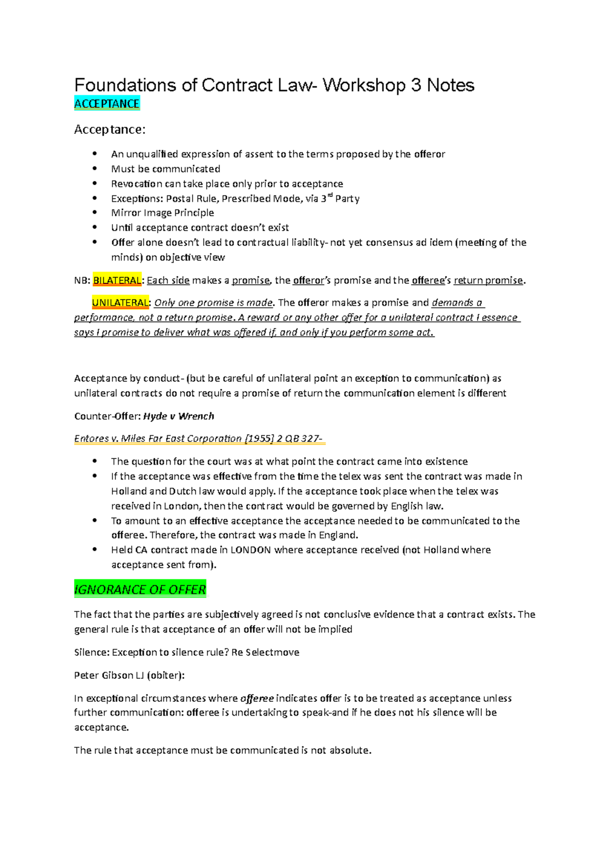 Contract 3 - Lecture notes focussing further on the principle of ...