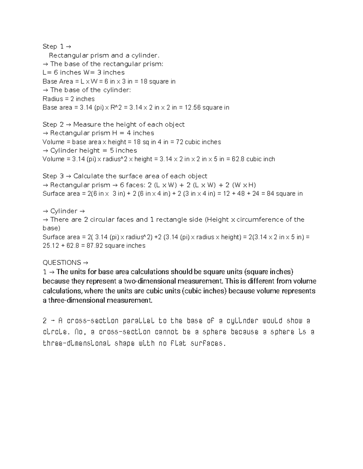 6.5 Volume and Surface Area Calculations of Prisms and Cylinders - Studocu