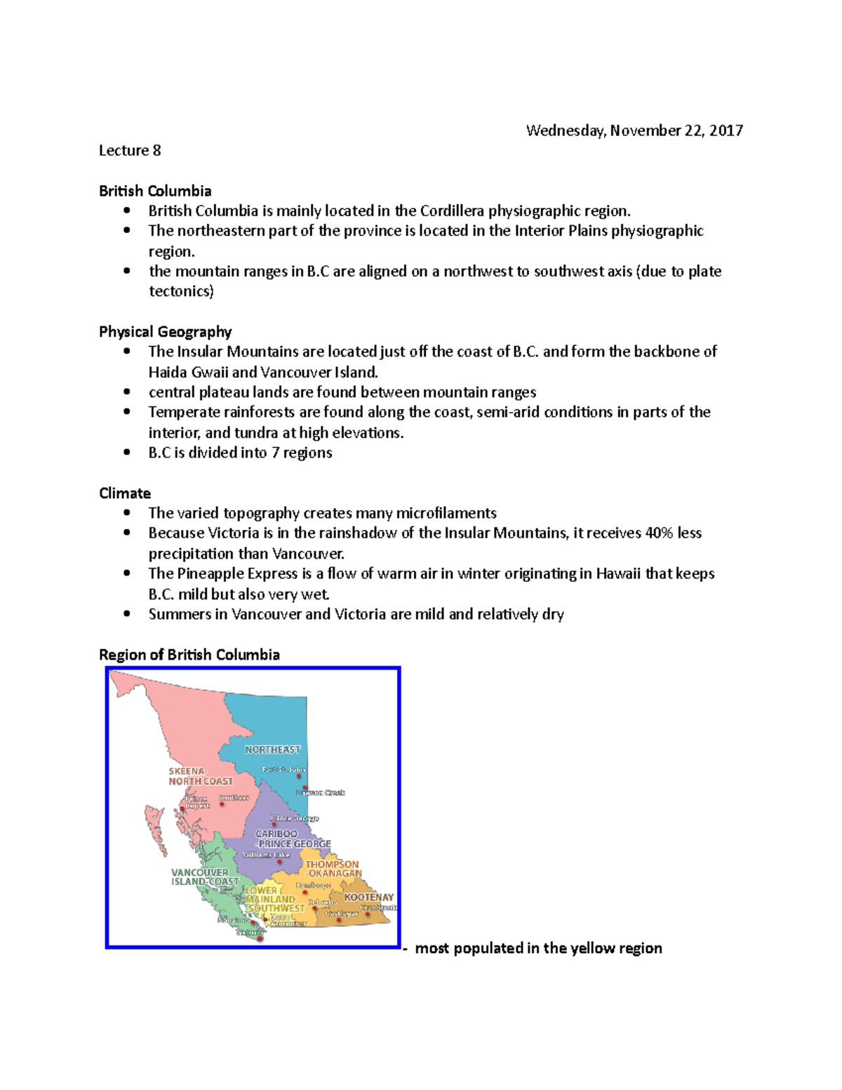 Lecture 8 - Geography of British Columbia (BC) Overview - Studocu