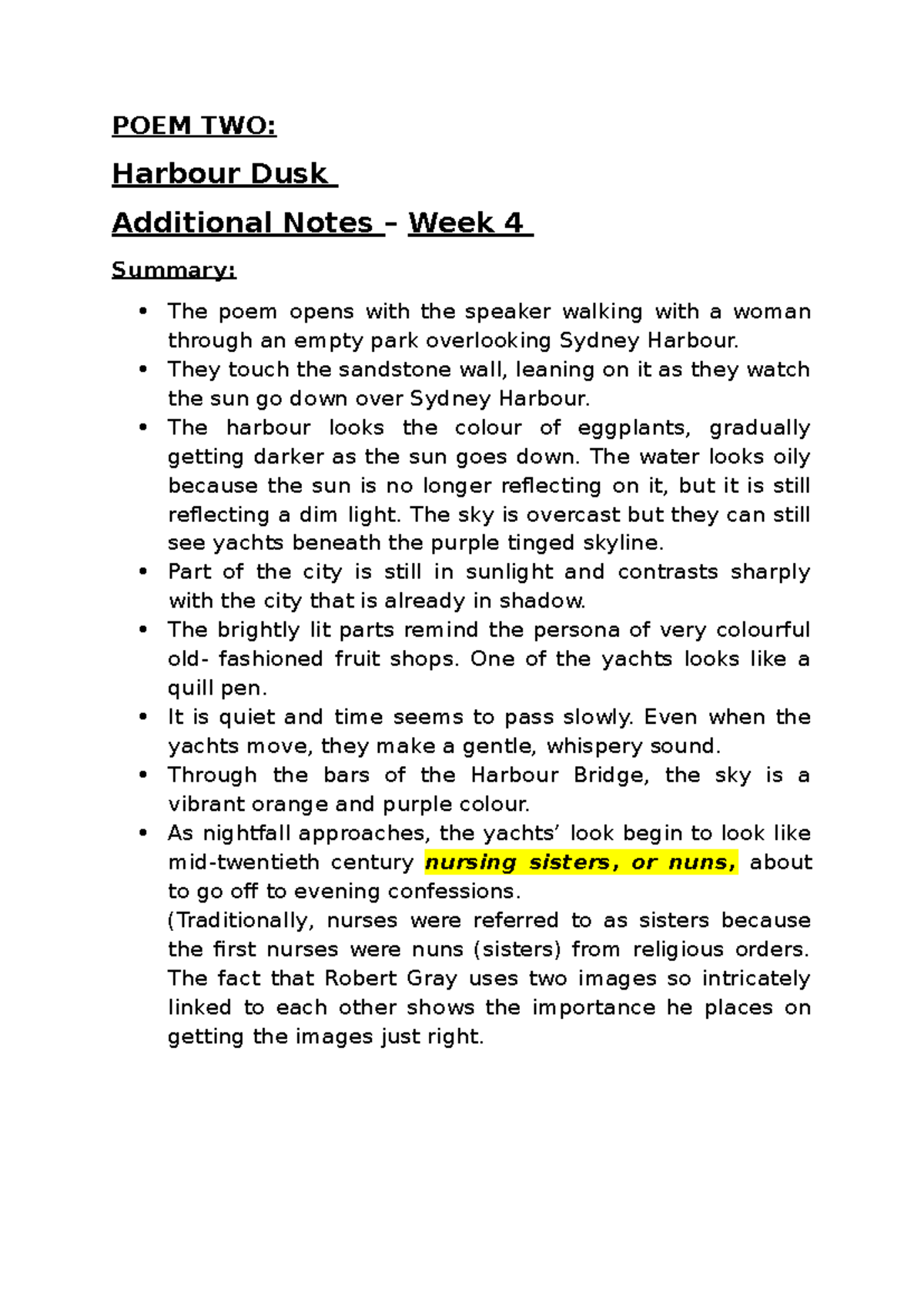 Module B POEM TWO - Analysis and Notes on Robert Gray’s "Harbour Dusk ...