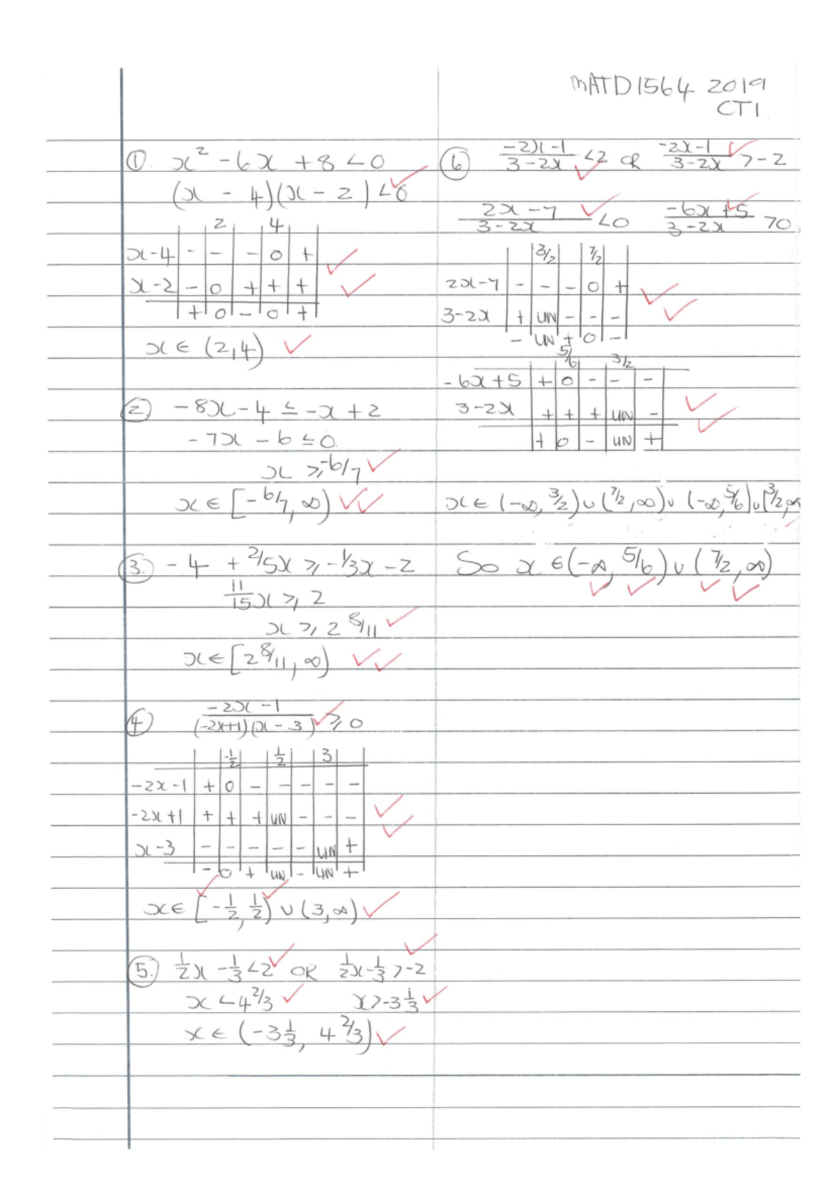 Class test 1 memo - MATD1534 - MATD1564 2019 CTI 27 OR K 6 (a 1661 55 ...