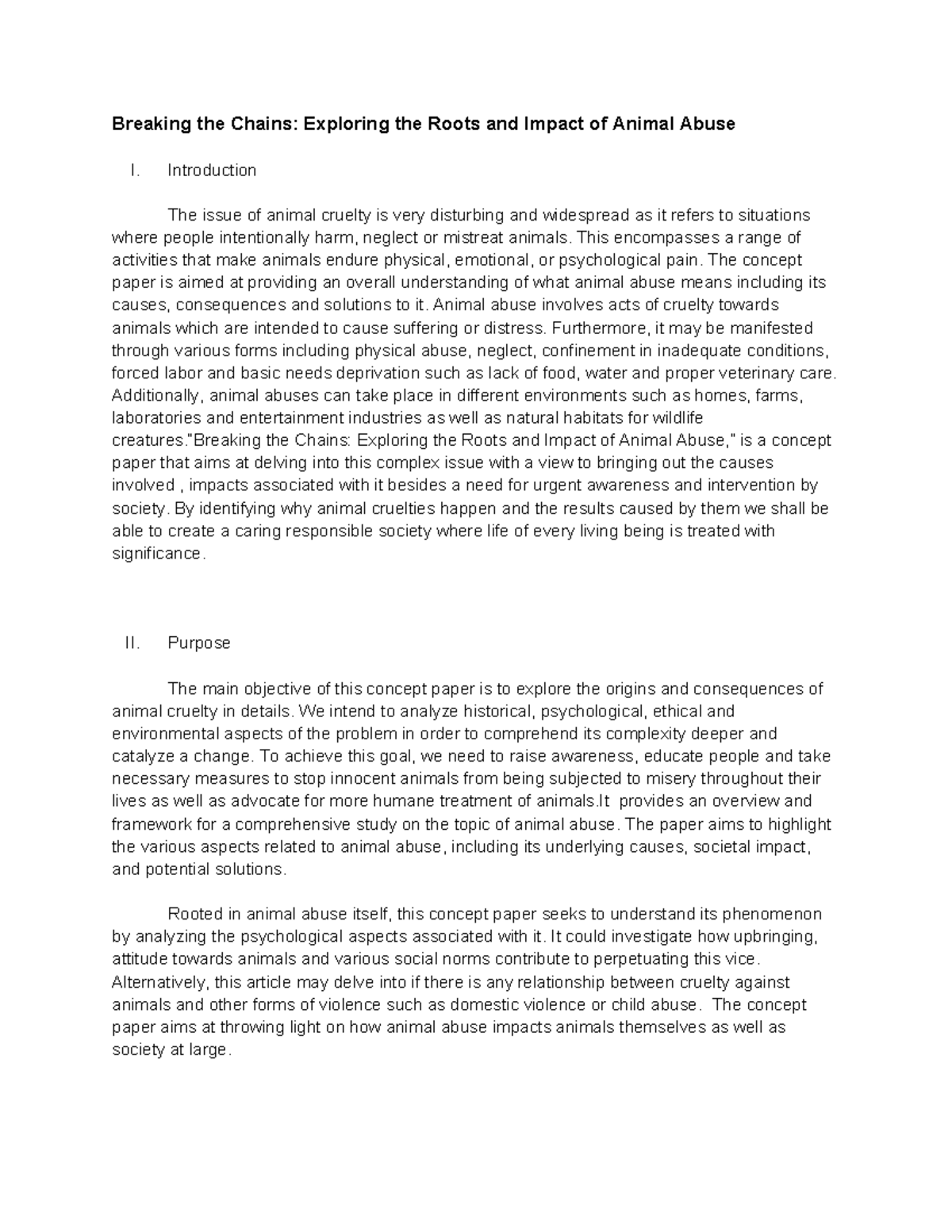 Etech 2023: Final Concept Paper on Animal Abuse and Its Effects - Studocu