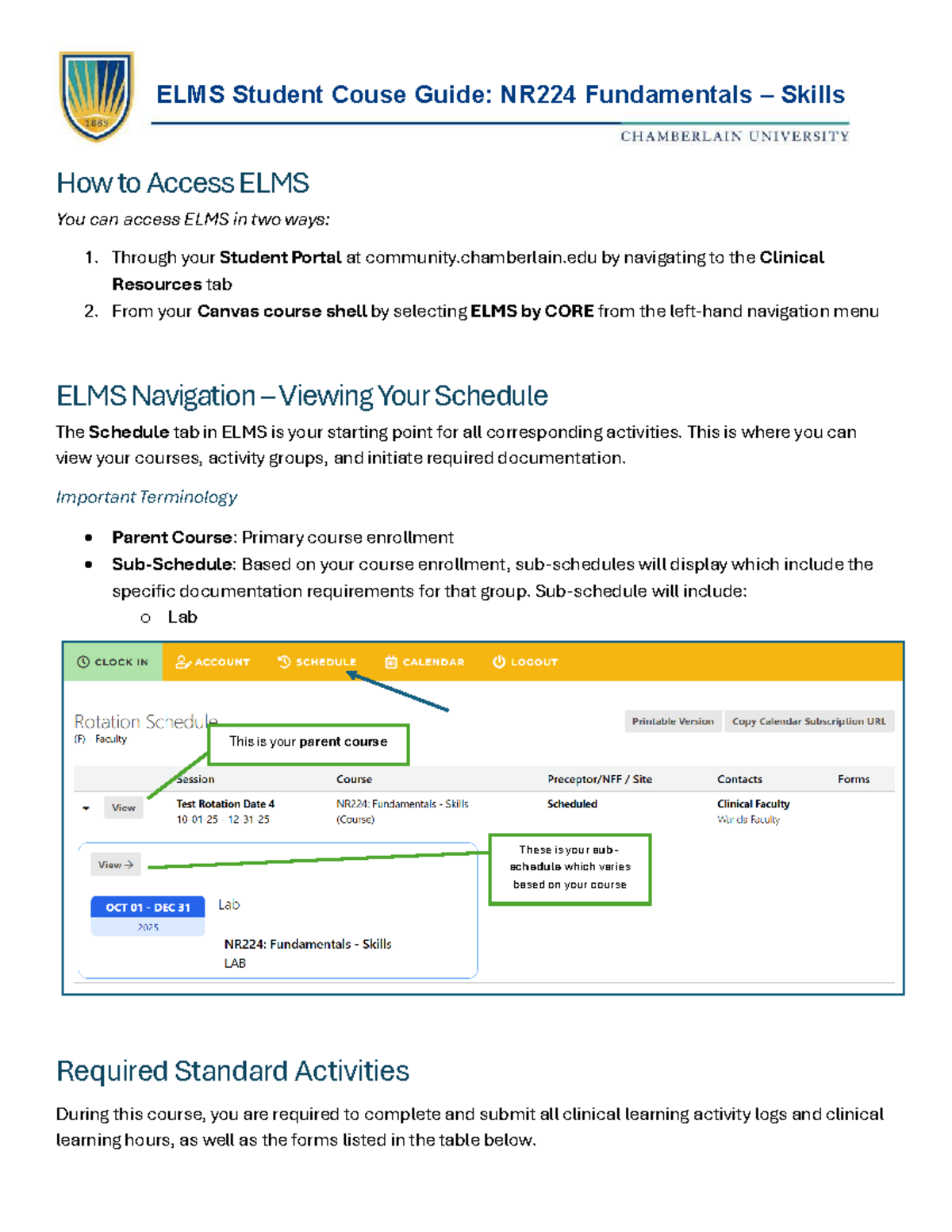 ELMS Access Guide for NR224 Fundamentals Skills Students - Studocu