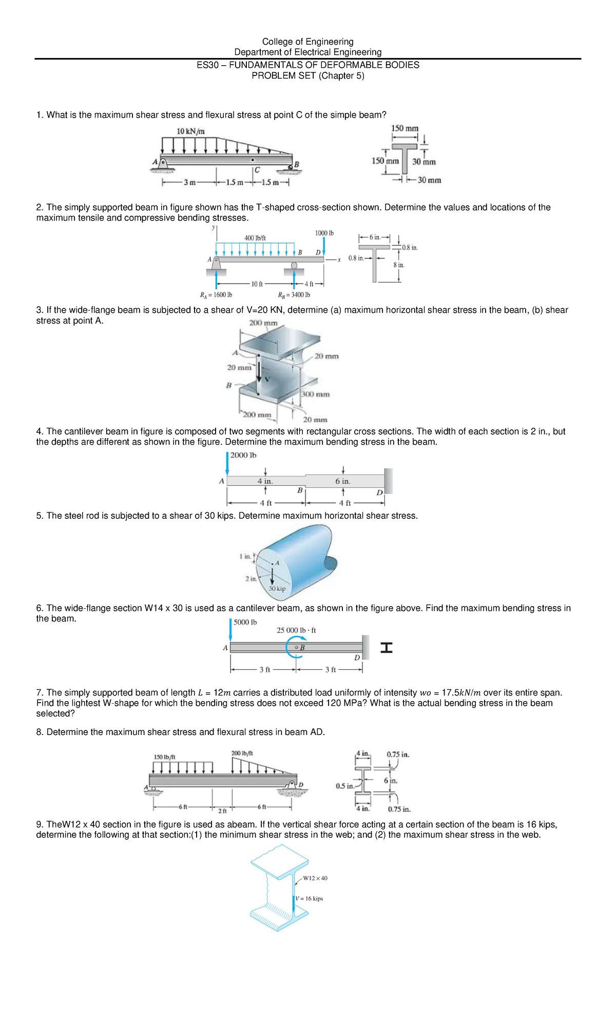 ES30 Fundamentals of Deformable Bodies: Chapter 5 Problem Set Solutions ...