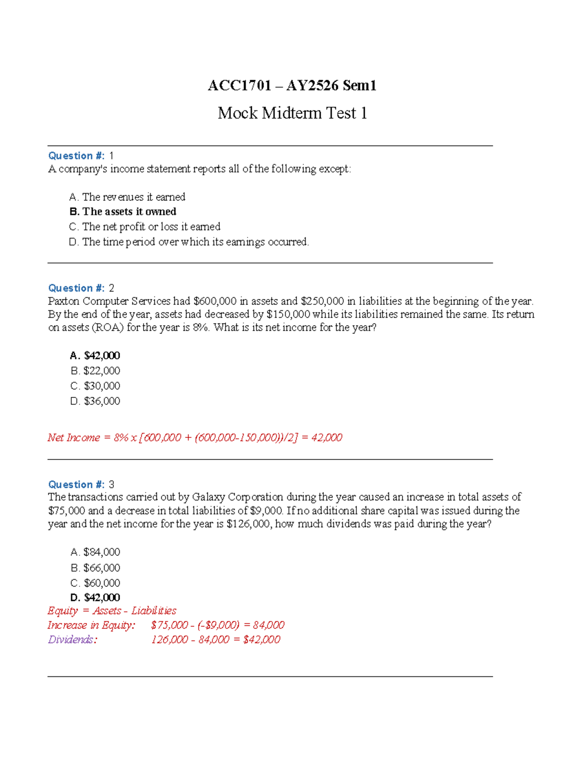 ACC1701 AY2526 Sem1 Mock Midterm Test 1 Solutions and Answers - Studocu