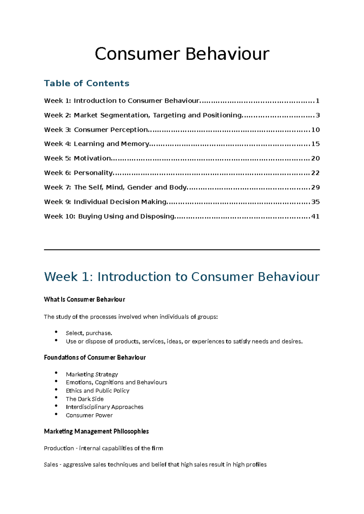 Consumer Behaviour Overview: Key Concepts and Insights (Course Code ...