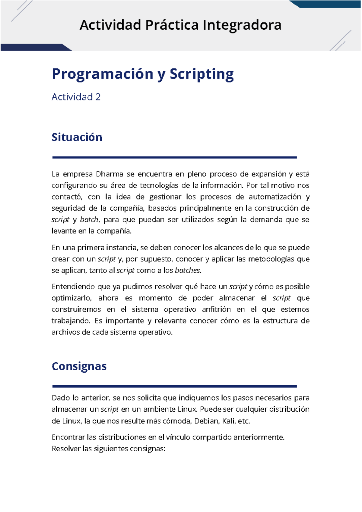 Actividad 2 - Almacenamiento de Scripts en Linux (Api 2) - Studocu