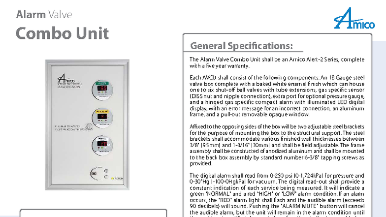 Alarma Combo Unit General Specifications - Amico Series - Studocu