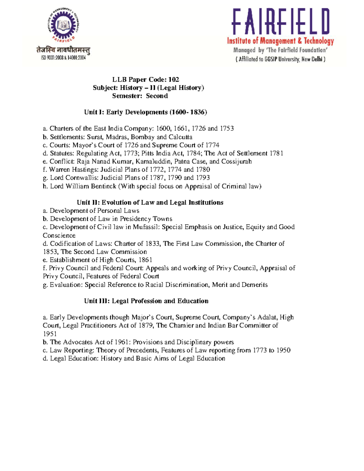 LLB 102: History II (Legal History) - Key Developments & Charters - Studocu