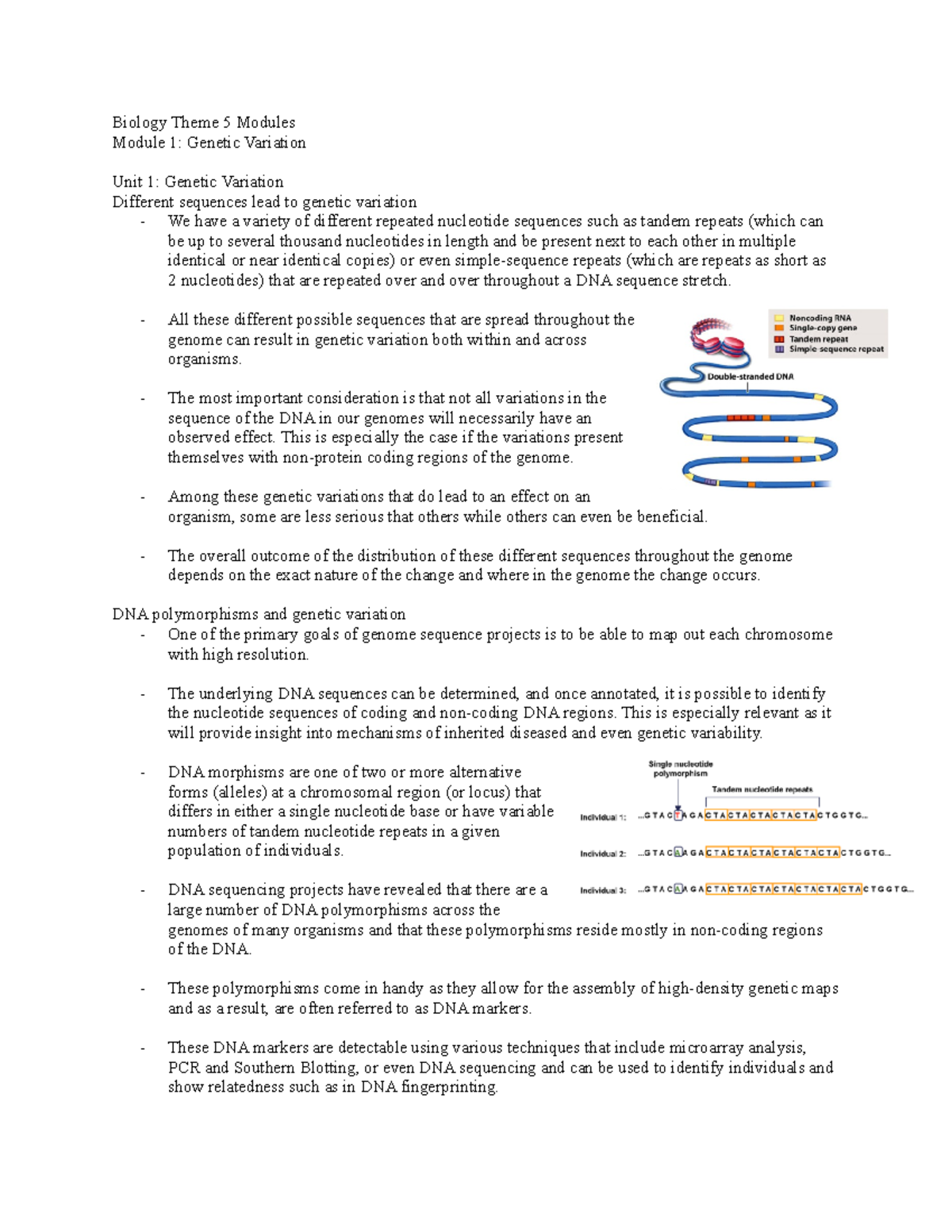 Biology Theme 5 Module 1,2 - Biology Theme 5 Modules Module 1: Genetic ...
