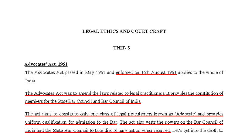 Legal Ethics and Court Craft: An In-Depth Study of the Advocates Act ...