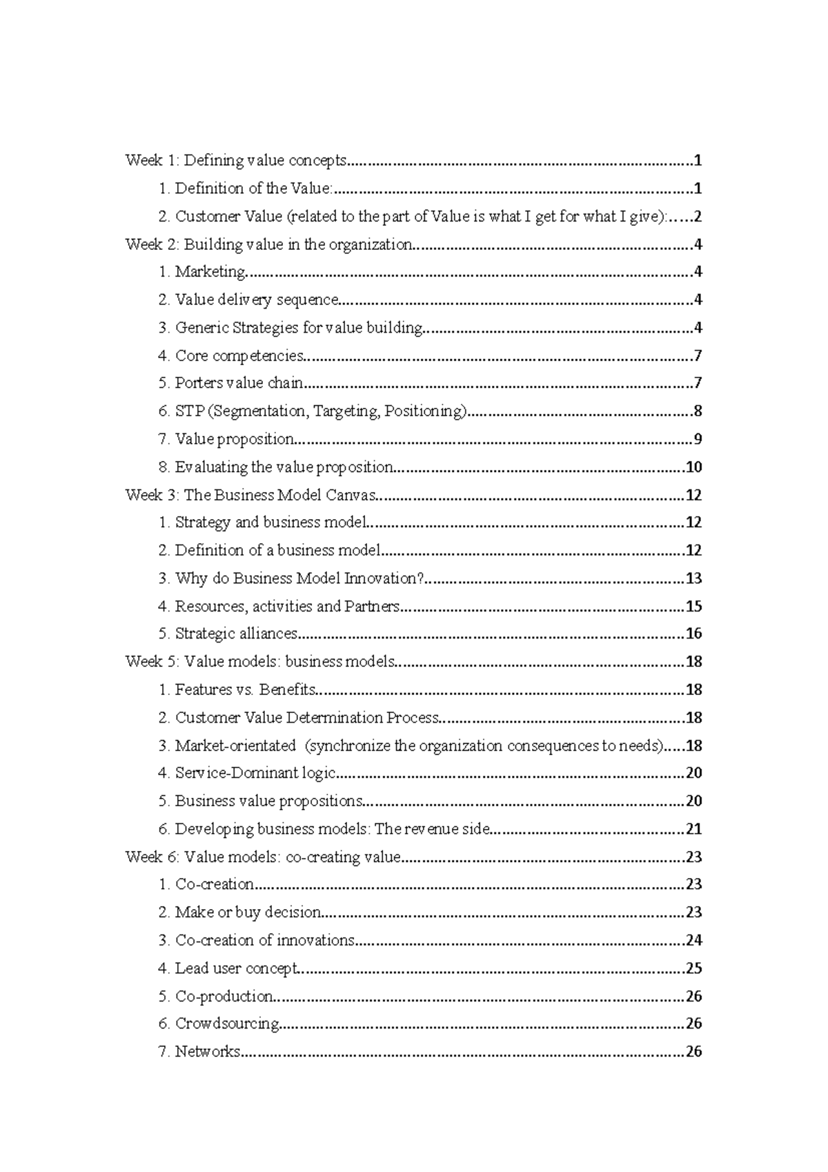 Managing for value creation notes - Week 1: Defining value - Studocu