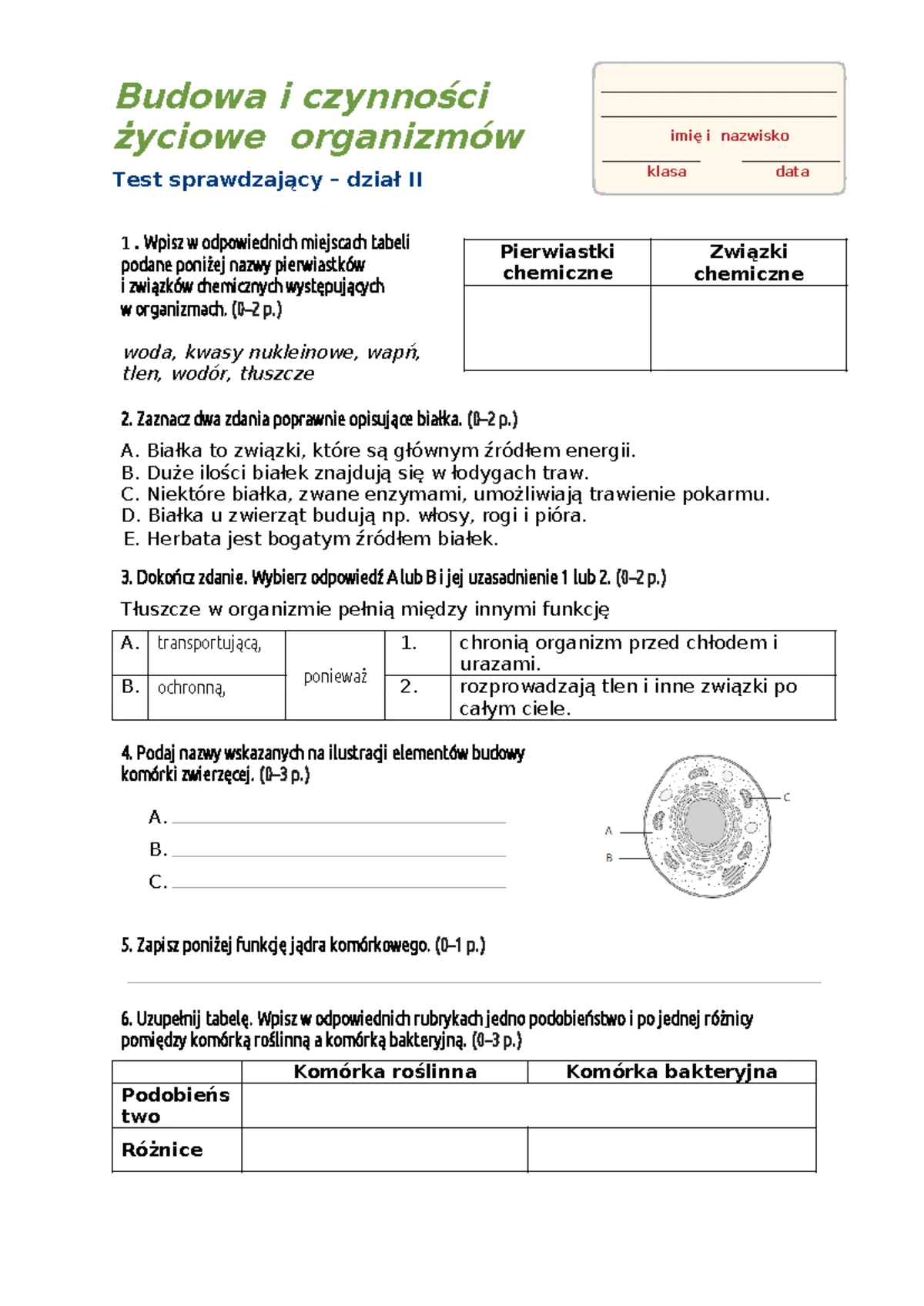 Biologia 5. Spr 02 - Bakterie, Grzyby i Protisty - Grupa A, B, C - Studocu