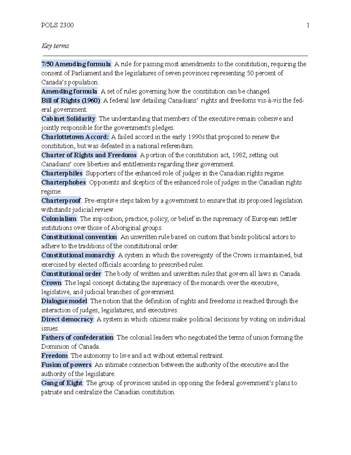 POLS 2300 Final Exam Study Notes: Key Terms & Concepts - Studocu