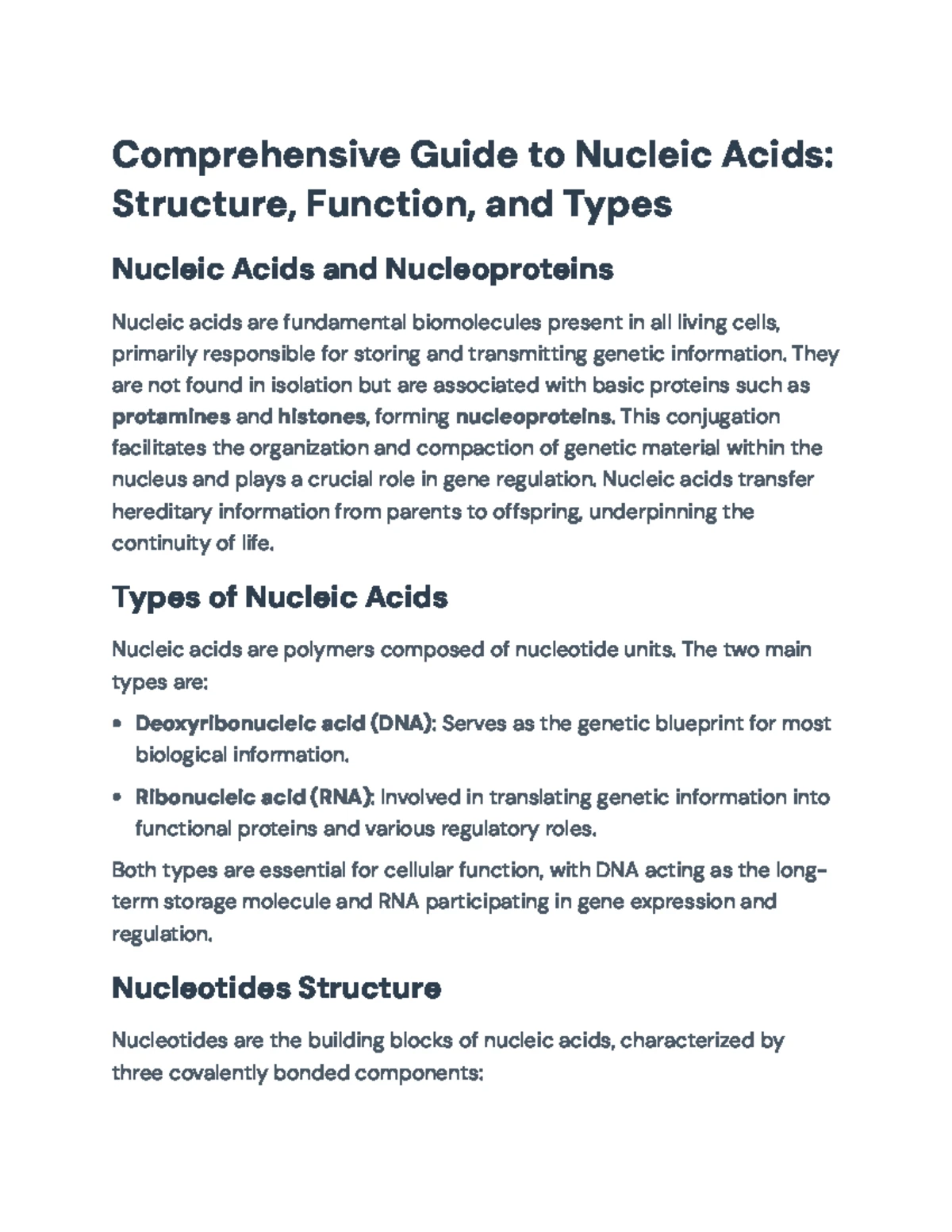 Comprehensive Guide to Nucleic Acids: Structure, Function & Importance ...