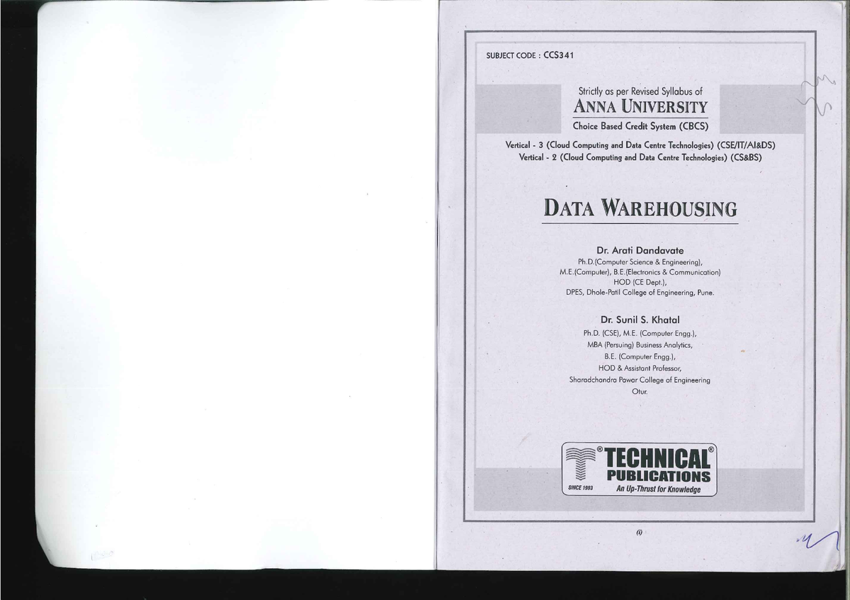 Data Warehousing Study Guide - CCS341 Overview and Syllabus - Studocu