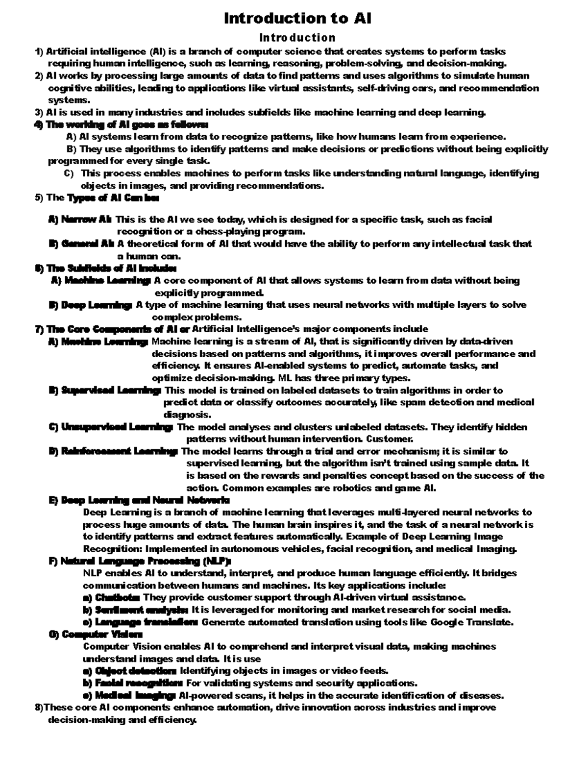 AI Chapter 1 - Comprehensive Notes on Artificial Intelligence - Studocu