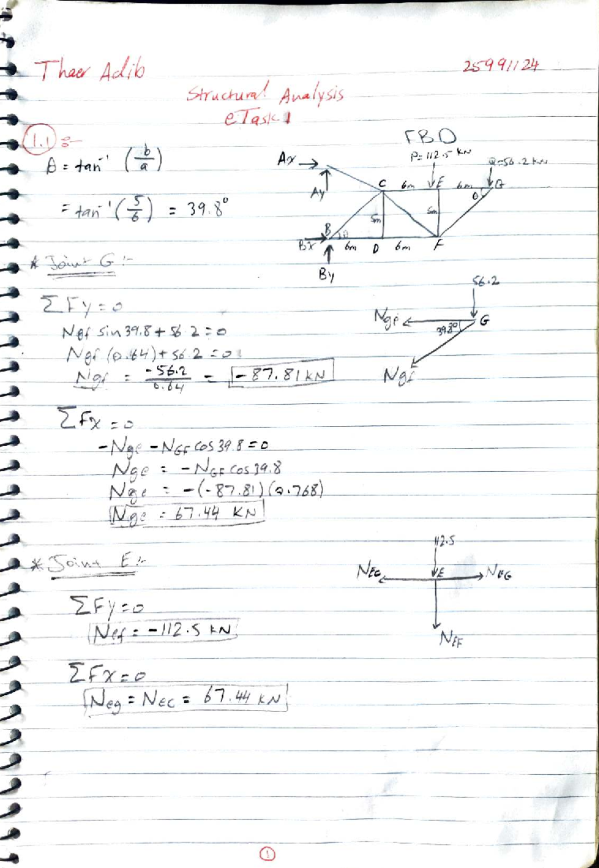 Structural Analysis Task 1 - STJLib 2992y (Work Out) - Studocu