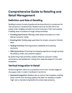Retail Management - Study Notes & Assignments - Studocu