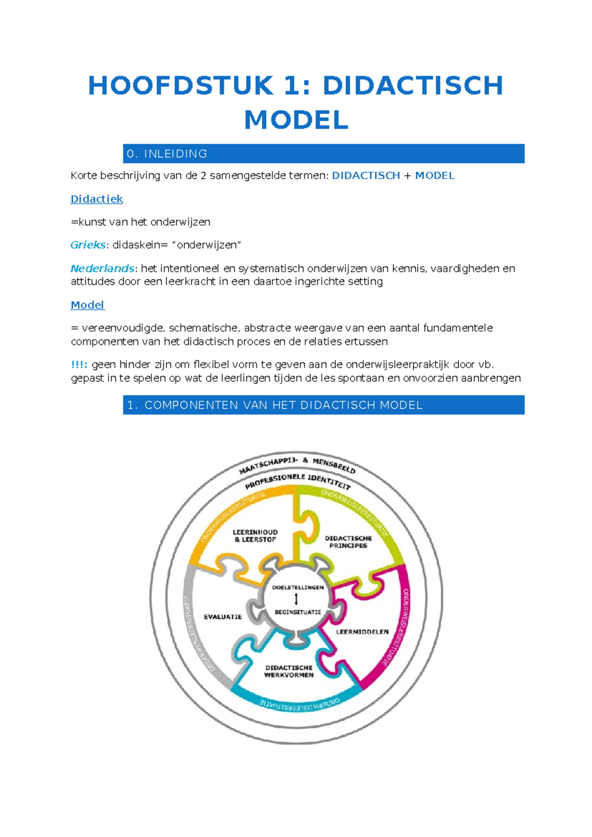 HOOFDSTUK 1: DIDACTISCH MODEL EN BEGINSITUATIE IN DE ...