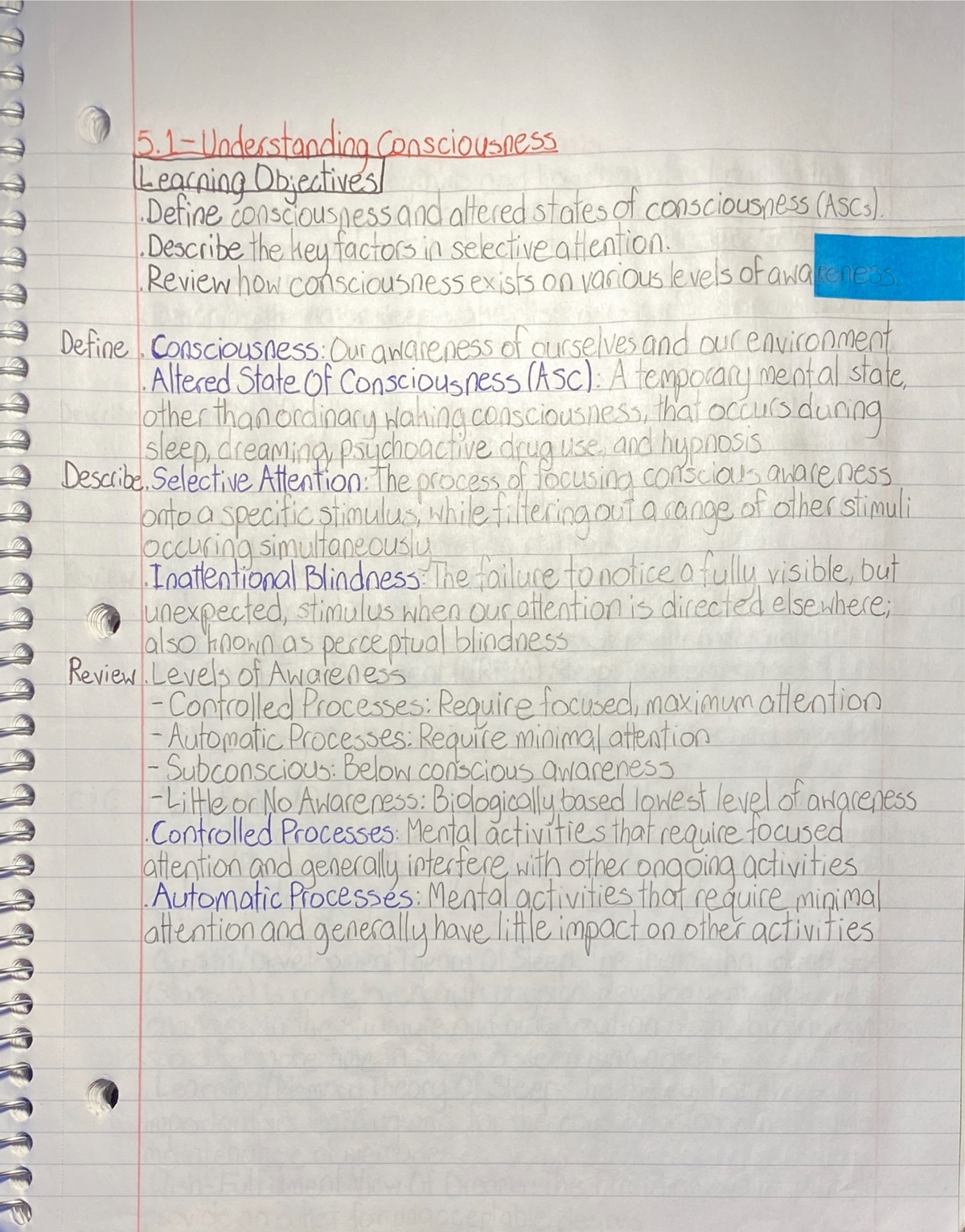 Intro to Psych Ch 5: Notes on Consciousness & Altered States - Studocu