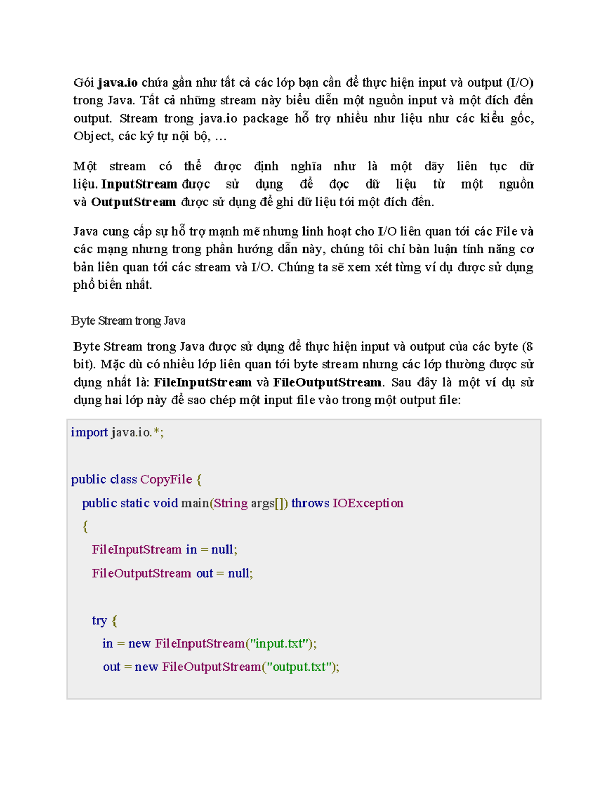 Java IO: Hướng Dẫn Chi Tiết về Input và Output trong Java - Studocu