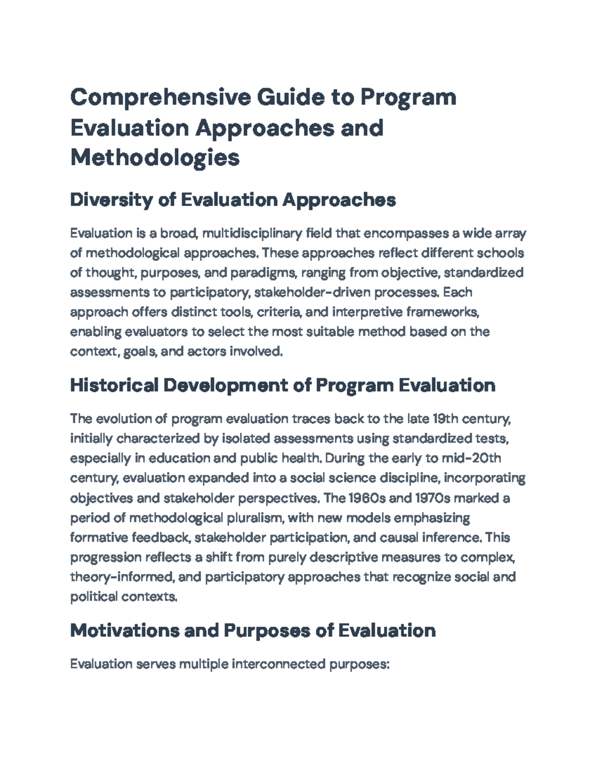 Comprehensive Guide to Evaluation Approaches and Methodologies (EVAL ...
