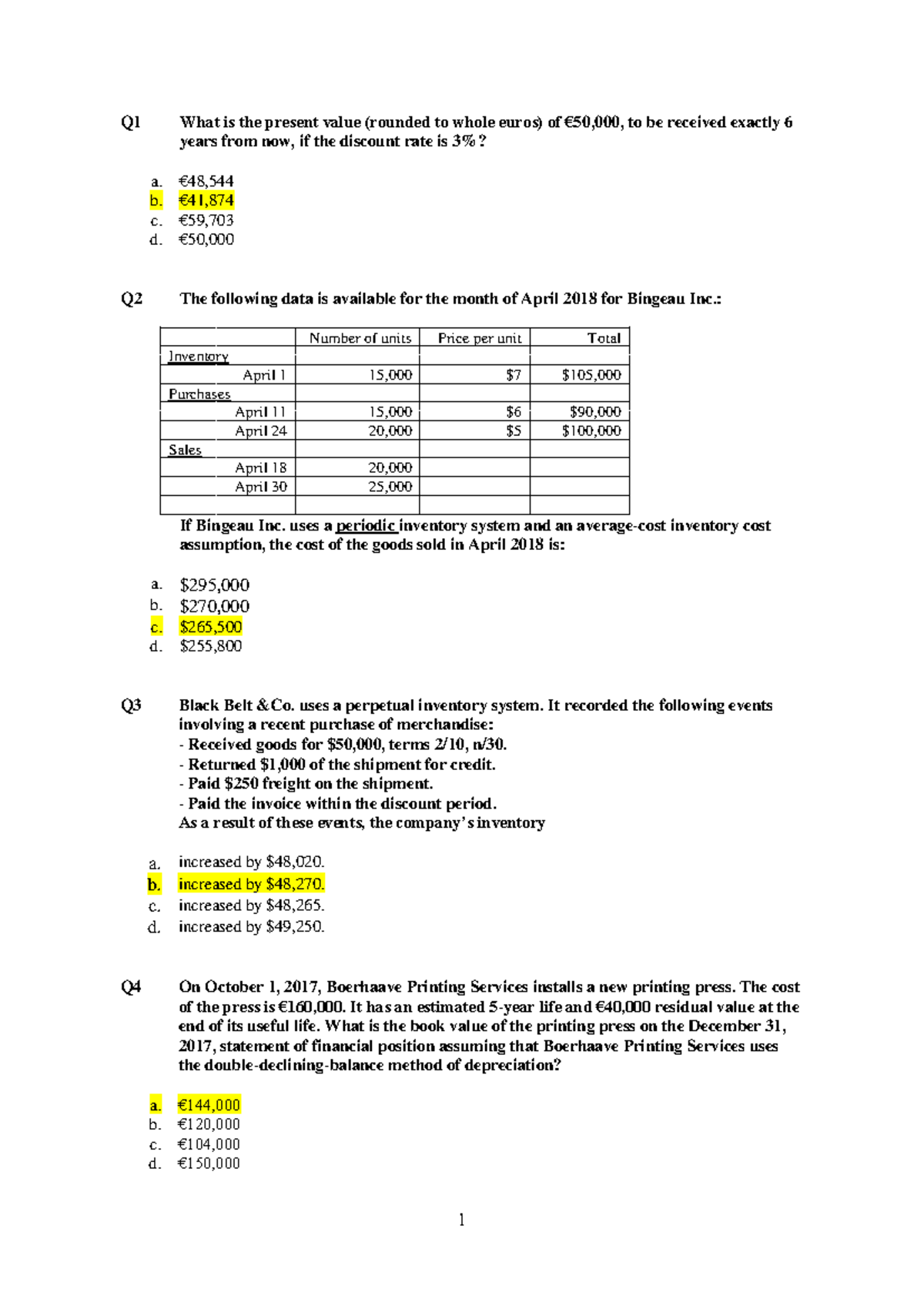 FA Final Exam with Answers: Accounting Concepts and Practices - Studeersnel