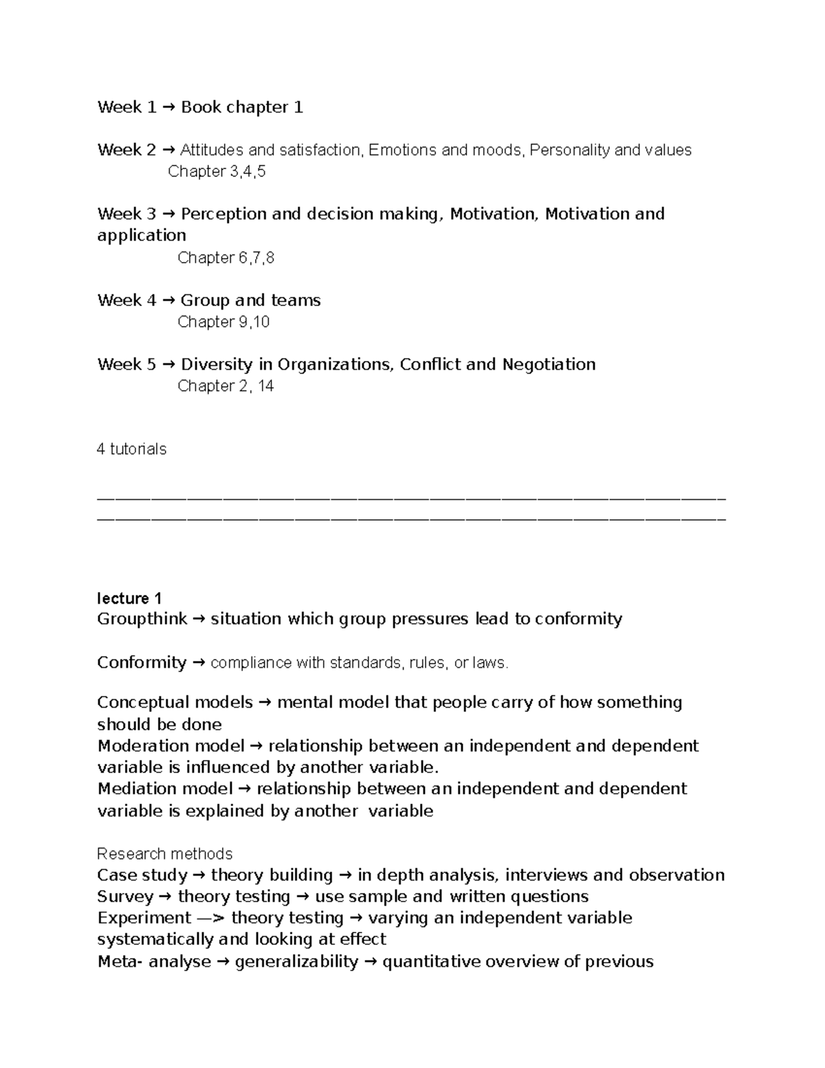 Midterm Exam Notes for Organizational Behaviour (OB 101) - Studeersnel
