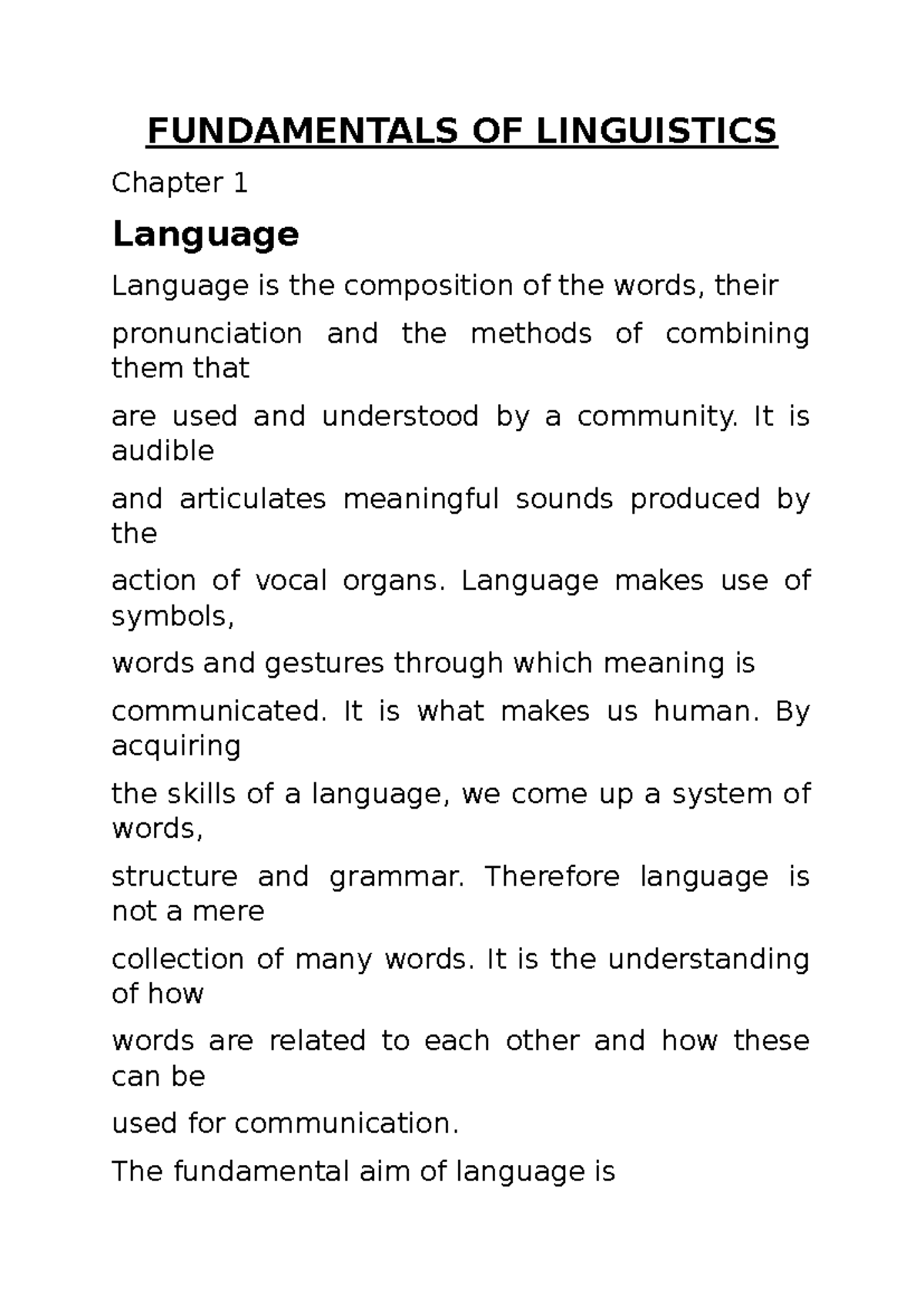 Fundamentals of Linguistics: Key Concepts and Theories Explained - Studocu