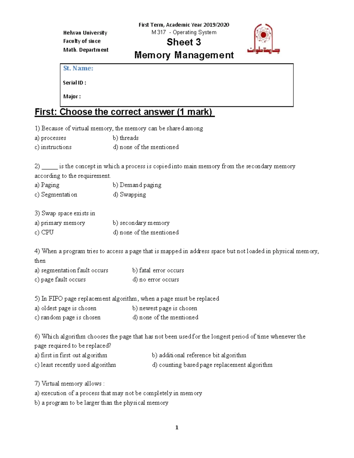 Chapter 9: Memory Protection and Management in Operating Systems - Studocu