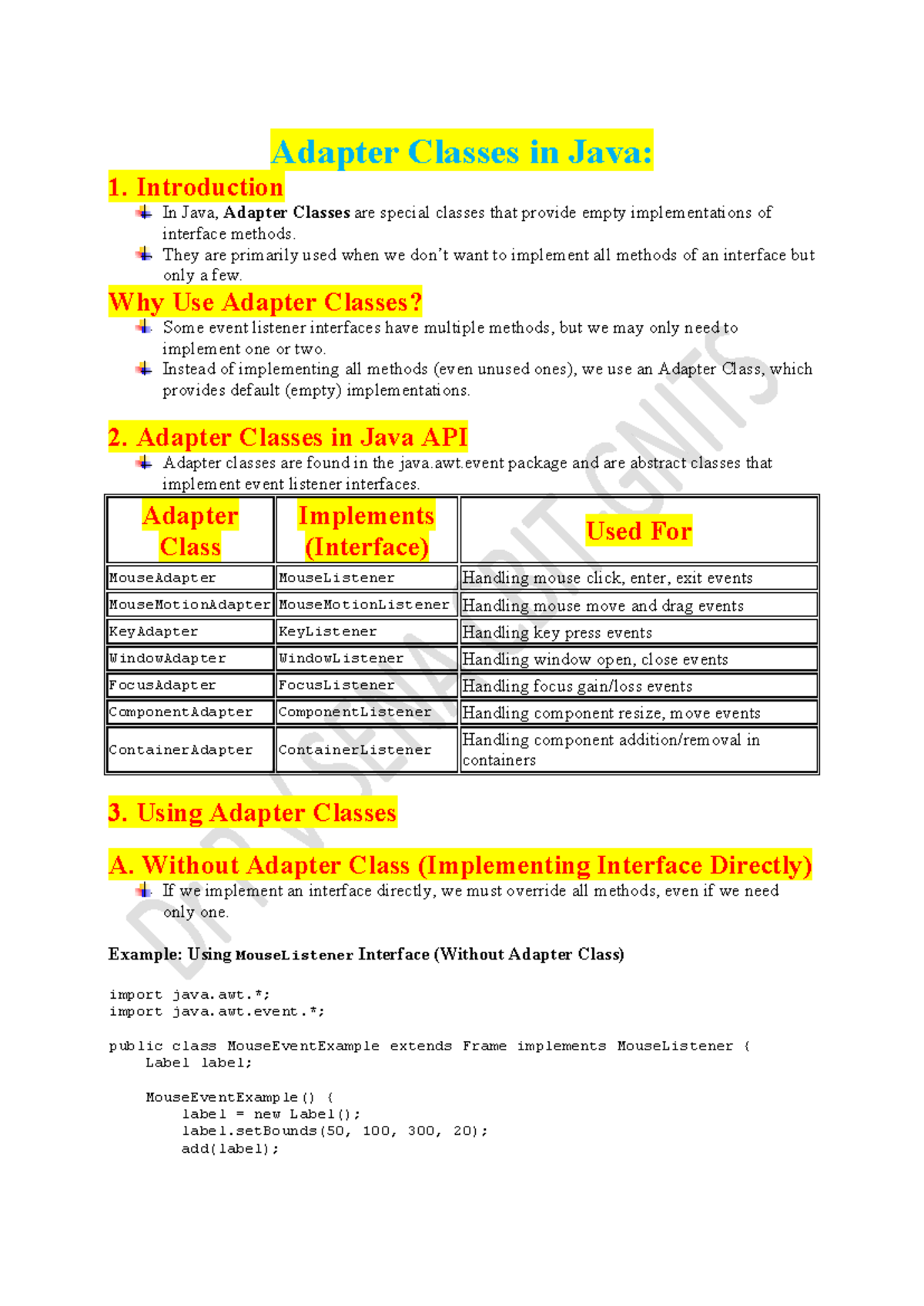Adapter Classes in Java-Sharing - Adapter Classes in Java: 1 ...