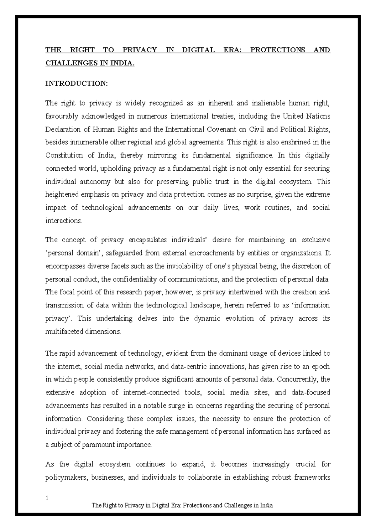 Rights and Challenges of Information Privacy in the Digital Era ...