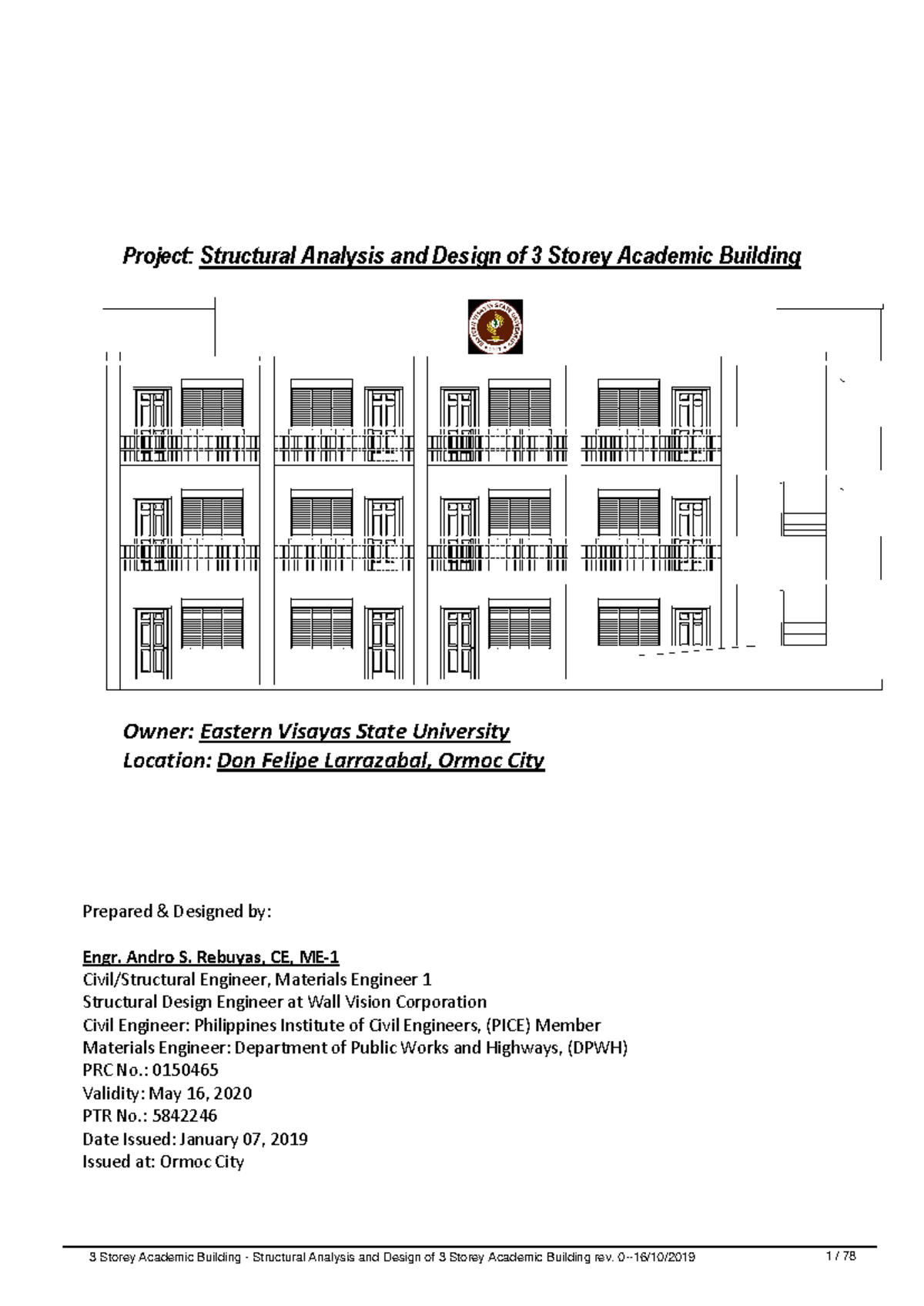 Structural Analysis & Design of 3-Storey Academic Bldg (ENGR 101) - Studocu