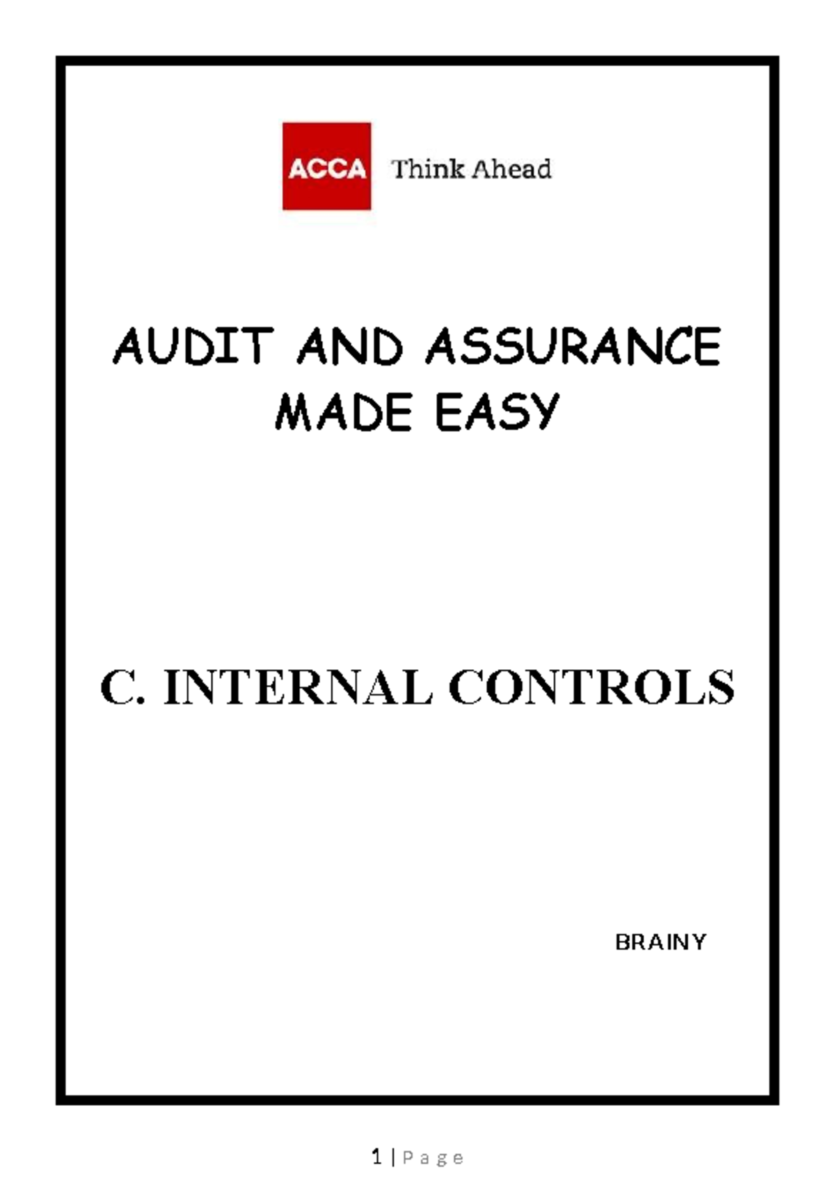 AUDIT 101: Internal Controls Overview and Evaluation Notes - Studocu
