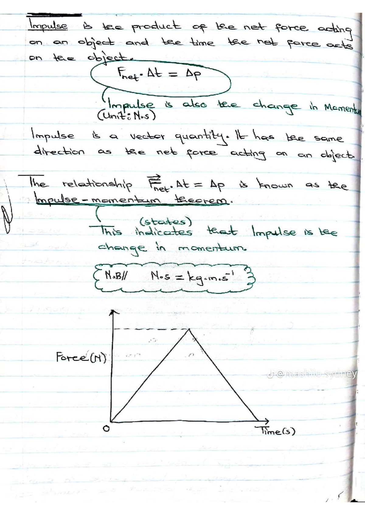 Physics Term Notes: Impulse, Force, and Momentum Relationships - Studocu