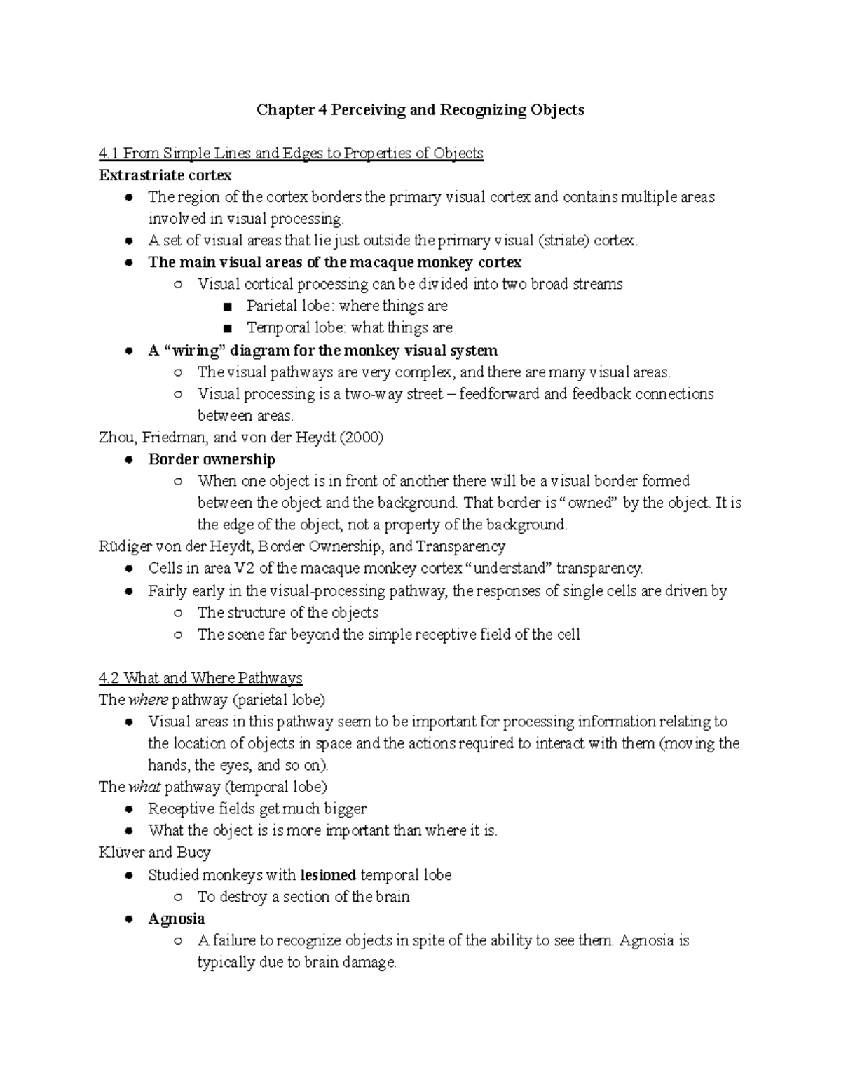 Chapter 351: Summary of Chapter 4 on Object Perception and Recognition ...