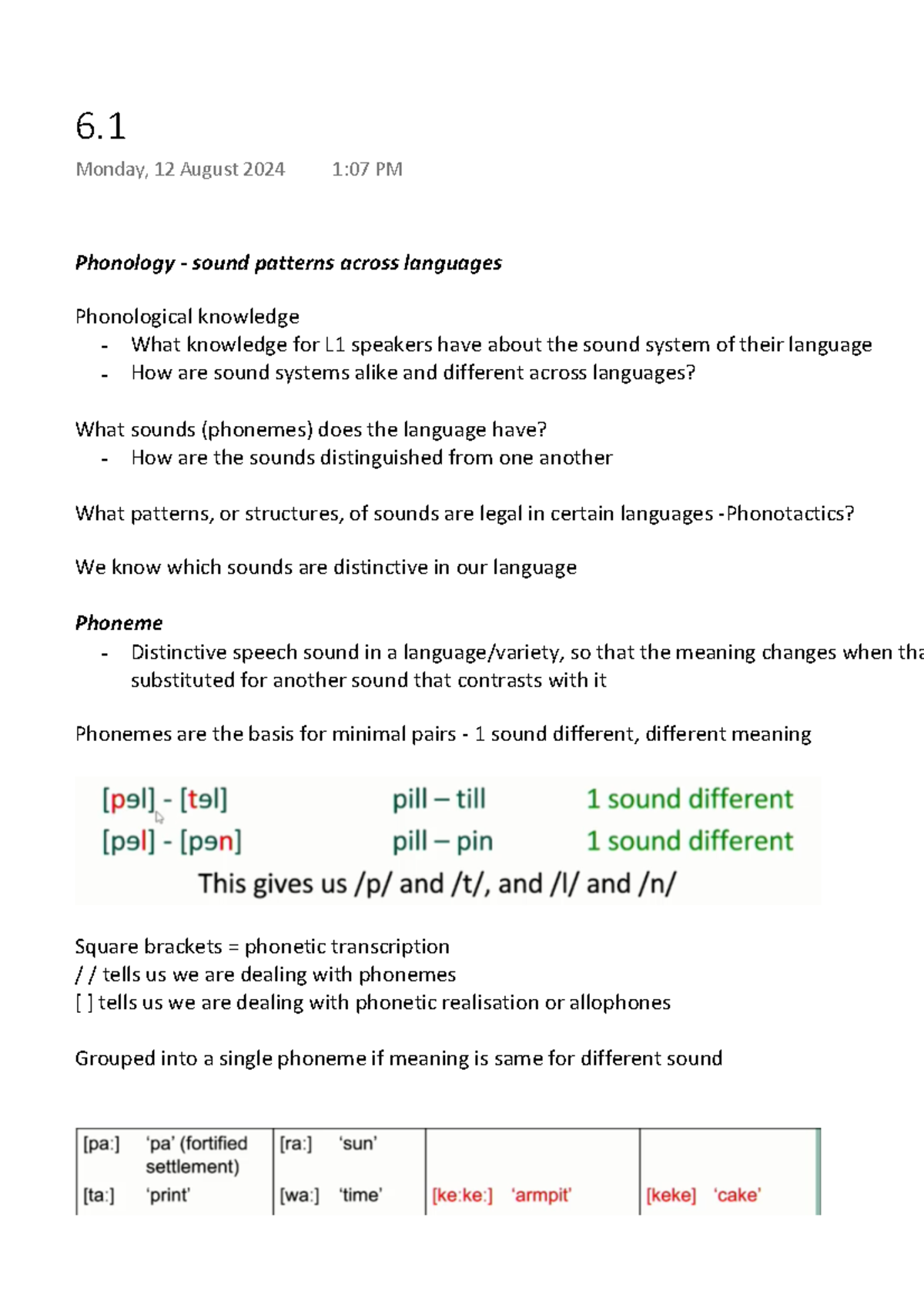 Phonology 101: Week 6 Lecture Notes on Sound Patterns - Studocu