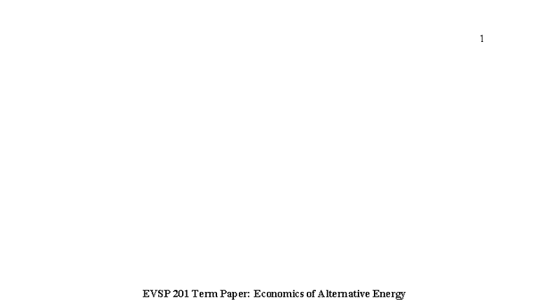 EVSP 201 Term Paper: Analyzing the Economics of Renewable Energy - Studocu